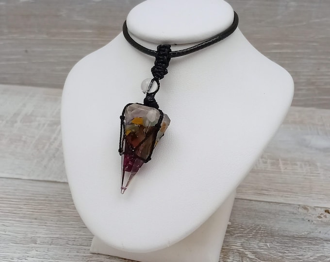Orgonite Pendulum Pendant: Black Cotton Cord, Gift Box