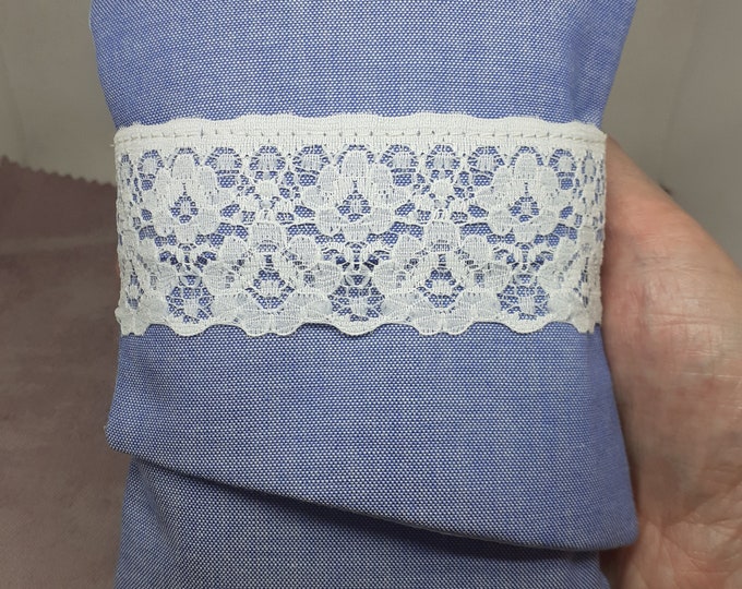 Deluxe Pocket Style Tarot Cards cards pouch Bag, lined pouch, handmade- New Design- Blue Denim Chambray-Nottingham Lace