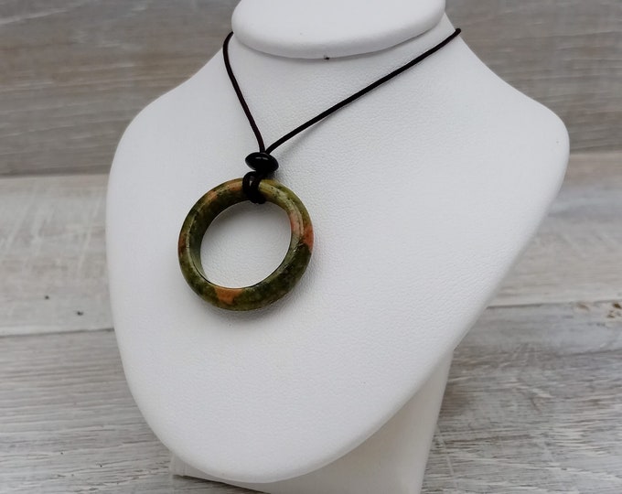 Unakite Ring Pendant- Cord - Gift-Yourself- Friends-Family-Loved One-Gift Box