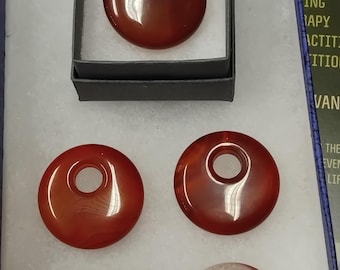 Carnelian Agogo Pendant: 30mm Gemstone on Black Cord