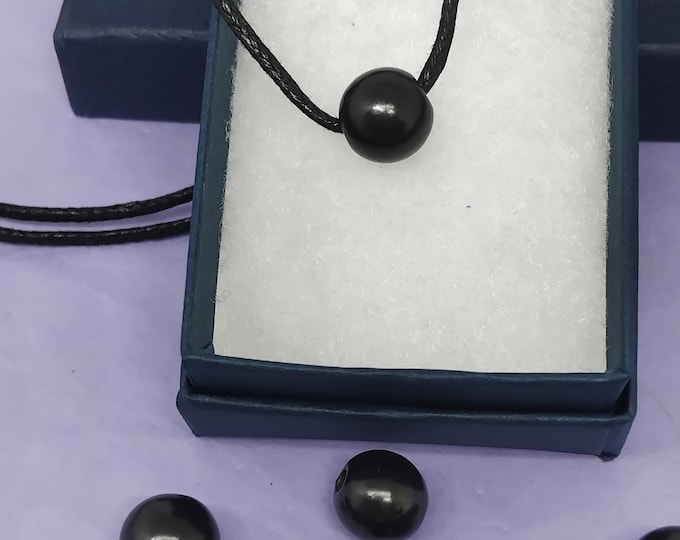 Shungite 10mm round Pendant Black Cord- Gift Box- Gift Yourself- Friend- Family