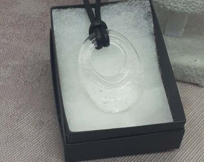 Clear Quartz- Agogo shaped - Pendant - Pendant- Black Cord - Gift-Yourself- Friends-Family-Loved One-Gift Box