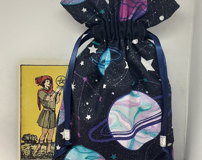 Deluxe Tarot cards pouch Bag, lined pouch, handmade - Beads- New Design- Glittery Fabric