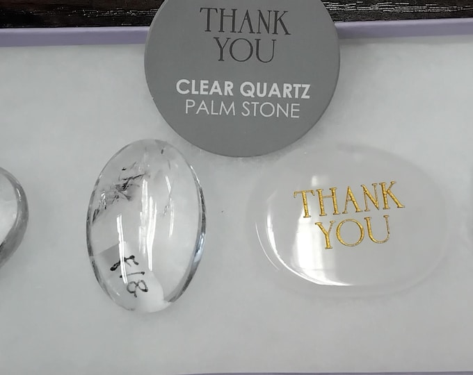Clear Quartz- Gift Set-Boxed-Healing-Heart-Palmstones--Thank You Stone-Gift-Yourself-Friends -Family-Loved One