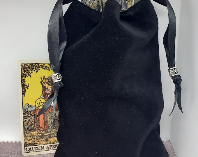 Luxury Velvet Deluxe Style Black Tarot Cards cards pouch Bag, lined pouch, handmade- New Design