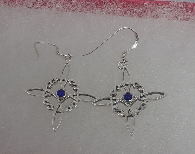 Lapis Lazuli Witches Knot -Earrings Sterling Silver 925 - New "Goddess Collection"- Lovely Gift- Yourself- Friends- Family-Loved One