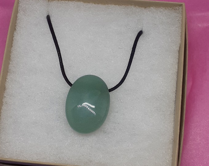 Green Aventurine -Pendant- Black Cord - Gift-Yourself- Friends-Family-Loved One-Gift Box