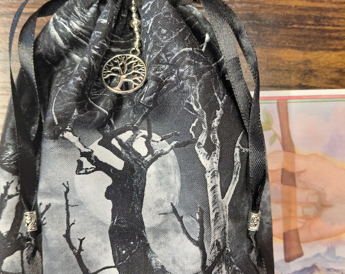 Deluxe Tarot cards pouch Bag, lined pouch, handmade - Charm-Tibetan Silver Beads- New Design