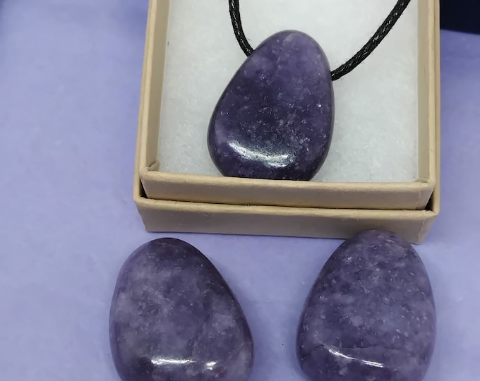 Lepidolite - Pendant- Black Cord - Gift-Yourself- Friends-Family-Loved One-Gift Box