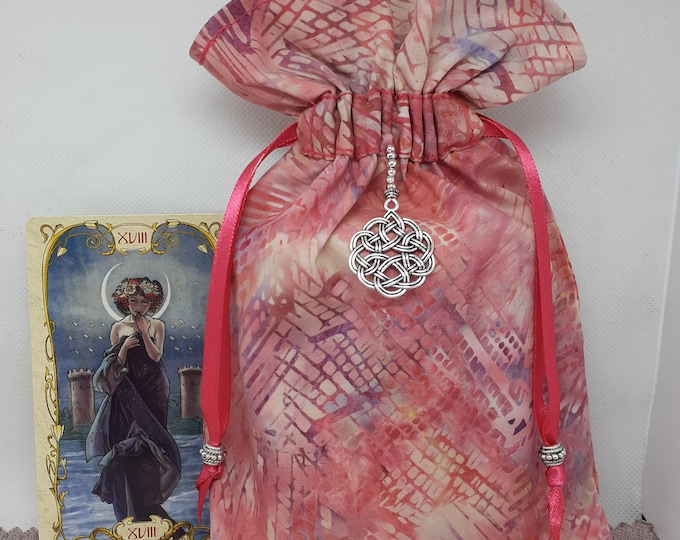 Deluxe Tarot cards pouch Bag, lined pouch, handmade - Charm- Beads- New Design