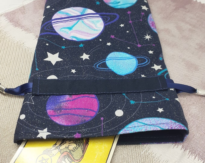Deluxe Tarot cards pouch Bag, lined pouch, handmade - Beads- New Design- Glittery Fabric