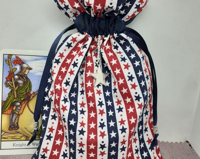 Deluxe Tarot - Oracle- cards pouch Bag, lined pouch, handmade -Stars- Charm- Beads- New Design