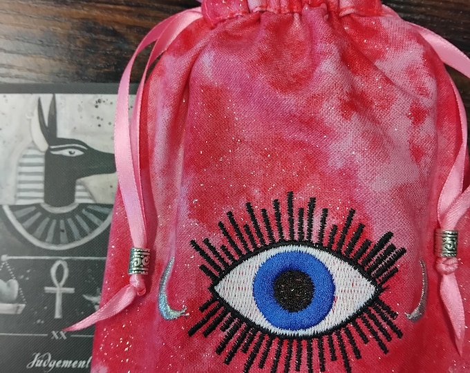 Deluxe Tarot cards pouch Bag, lined pouch, handmade Embroidery-Tibetan Silver Beads- New Design