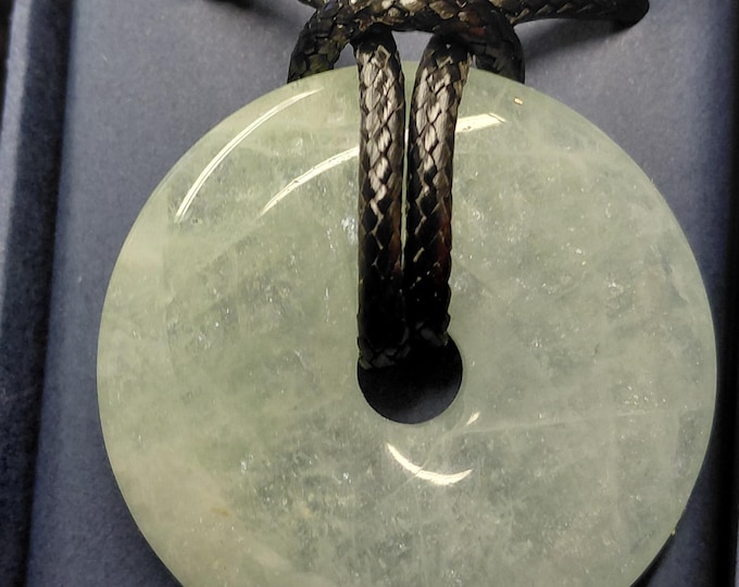 Aquamarine Donut - Black Cord- 35 mm - calmness of the mind- Gift- Yourselves-Friends-Family-Loved One-Gift Box