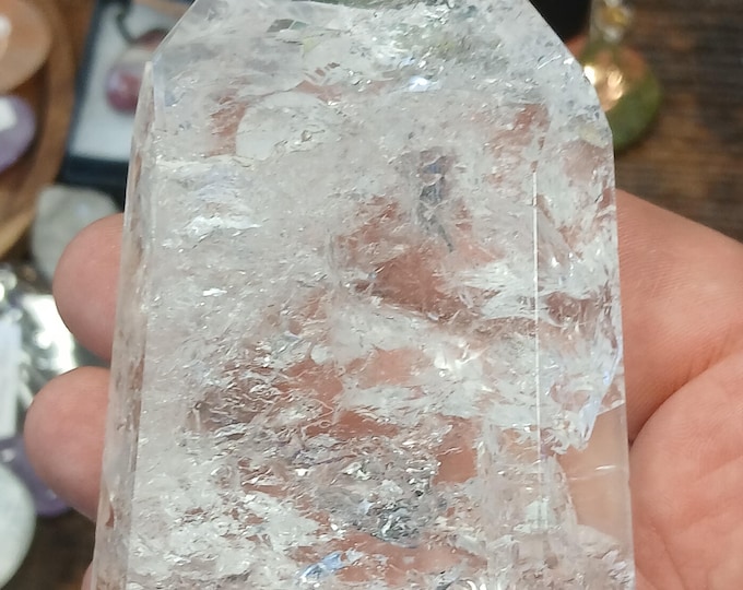 Fire and Ice-Crackle Quartz-Standing Tower-Point-Freeform-Gift-Yourself-Friends-Family-Loved One
