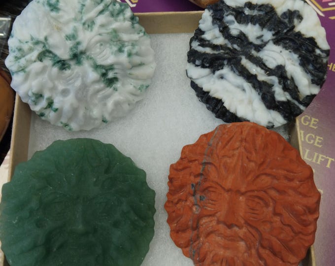 Gemstone Green Man Carving 2"-Various-Gift-Yourself-Friends-Family-Loved One