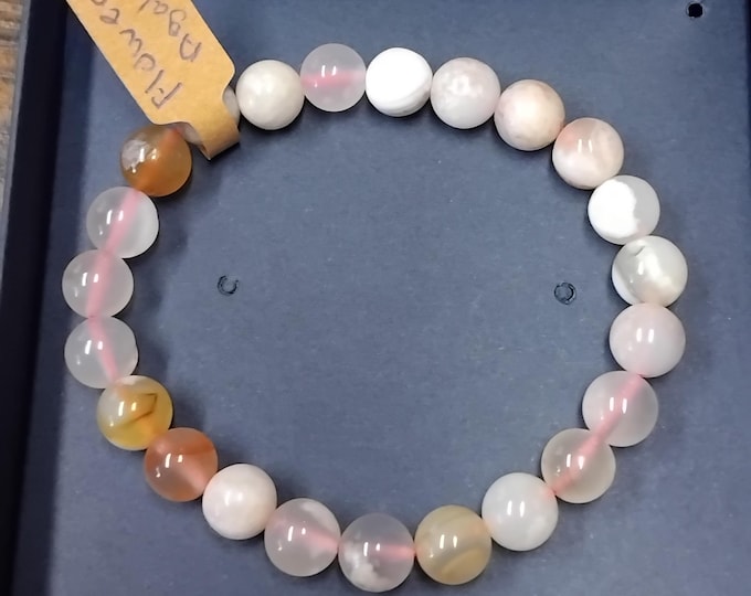 Flower Agate-Bracelet- Beads-Handmade-Stress and Anxiety Relief-Gift-Yourself-Friends-Family-Loved One