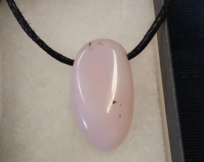 Andean Pink Opal - Pendant- Black Cord - Gift-Yourself- Friends-Family-Loved One-Gift Box