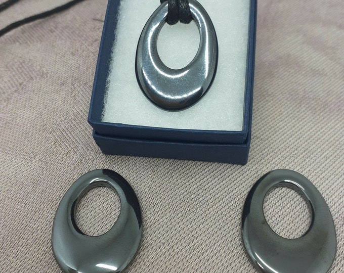 Hematine 25 mm x 35 mm Agogo shaped  Pendant- Black Cord- Perfect gift for yourself- a friend or a Loved one- Gift Box