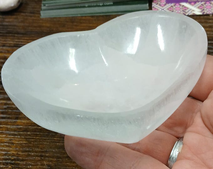 Selenite-Heart Bowl-10 cm-Gift-Yourself-Friends-Family-Loved One
