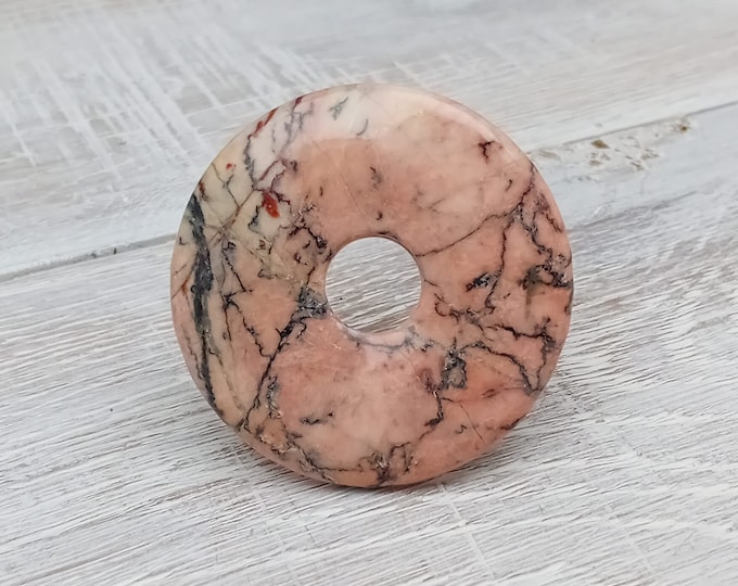 Thousand Line Jasper  -Donut -50 mm-  Black Cord- NEW- Gift Box