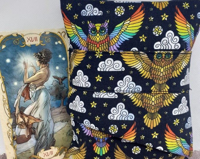 Deluxe Pocket Style Tarot Cards cards pouch Bag, lined pouch, OWLS-handmade- New Design