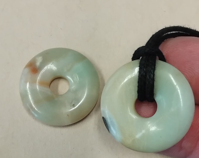 Amazonite-30 mm- Donut Pendant- Black Cord- Perfect gift for yourself- a friend or a Loved one