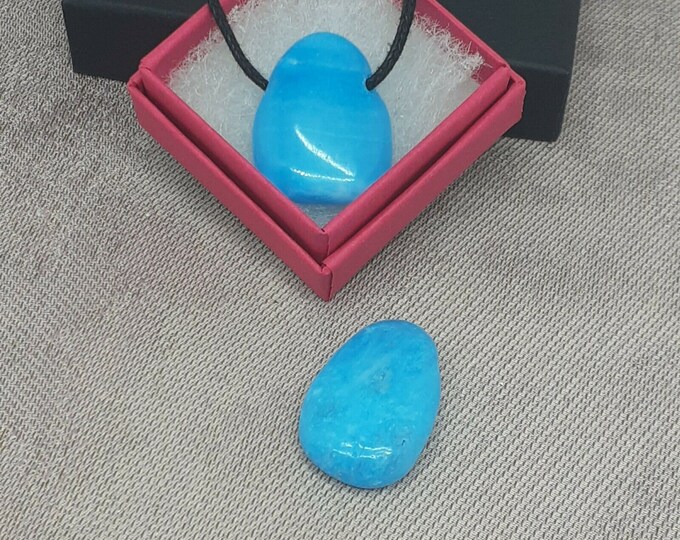 Blue Aragonite Pendant- Black Cord- Gift Box- Gift-Yourself- Friends-Family-Loved One-Gift Box