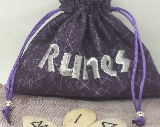 Deluxe Runes-Ogham-Dice- Pouch Bag-Embroidery- Perfect Gift-Yourself-Friends-Family-Loved One