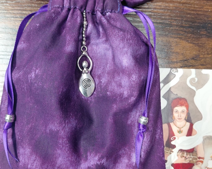 Deluxe Tarot cards pouch Bag, lined pouch, handmade -Purple-Goddess - New Design