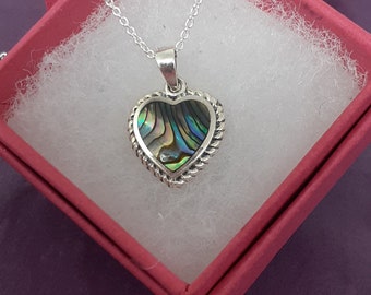 Abalone Shell-Etniskt Hjärta-Hänge Sterling Silver 925 "Goddess Collection" Present-Själv-Vänner-Familj-Älskade-Presentask