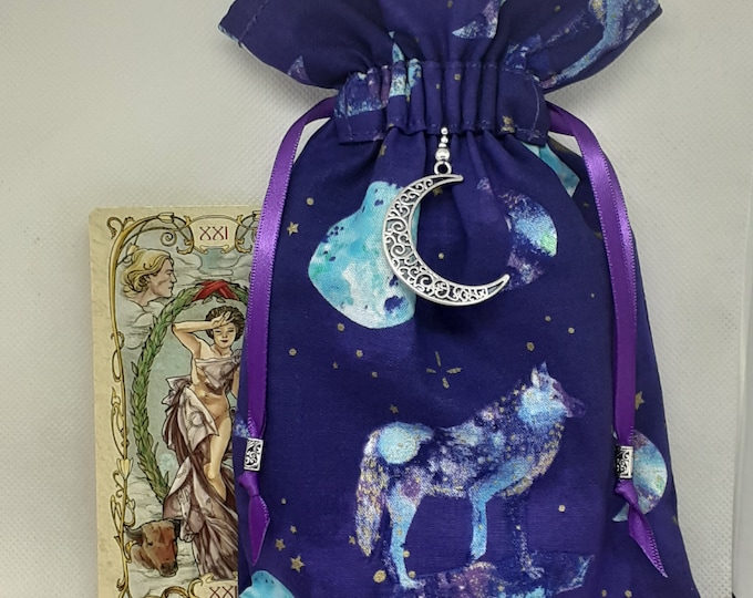 Deluxe Tarot cards pouch Bag, lined pouch, handmade -Charm- Beads- New Design