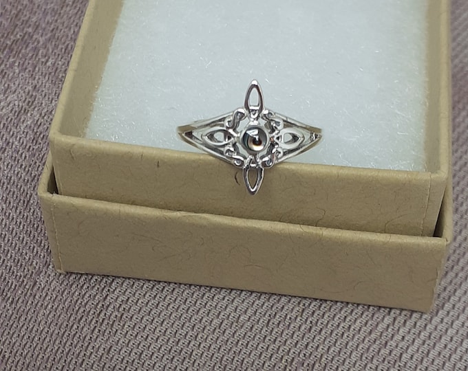 Toe Ring Sterling Silver 925 - Witches Knot -Abalone Shell Obsidian New "Goddess Collection"- Gift Box