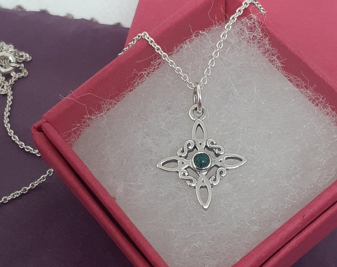 Witches Knot -Charm- SMALL Pendant Sterling Silver 925 -Green Aventurine New "Goddess Collection"- Gift- Yourself- Friends- Family-Loved One