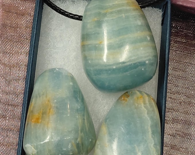Blue Aragonite- Pendant Necklace- Cord - Gift-Yourself- Friends-Family-Loved One-Gift Box