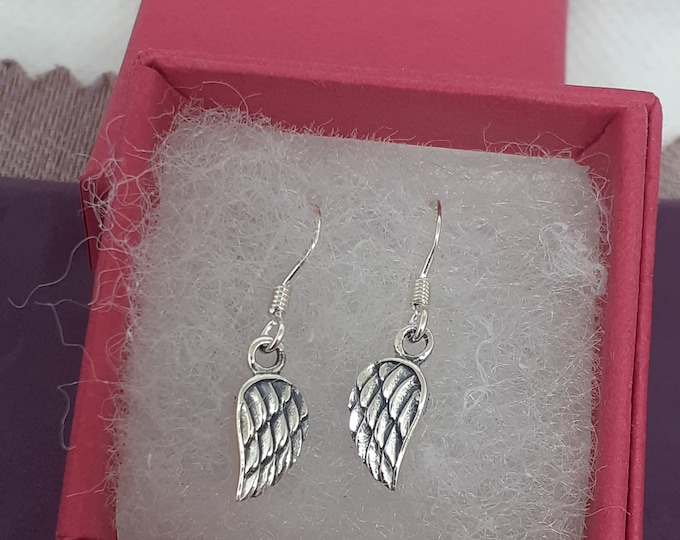 Angel Wing Earrings Sterling Silver 925 The "Goddess Collection" Pentacle- Gift- Yourself- Friends- Family- Loved One