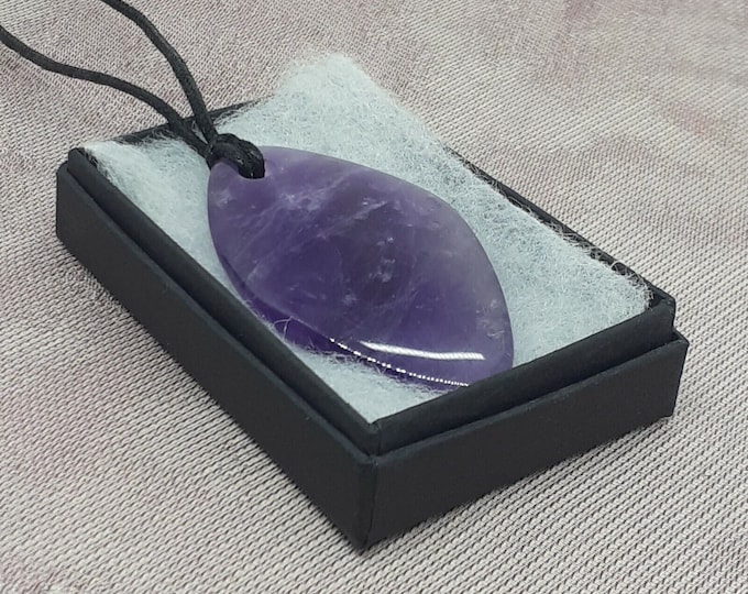 Amethyst Kite Drop Pendant- Black Cord-powerful and protective stone- Perfect gift for yourself- a friend or a Loved one