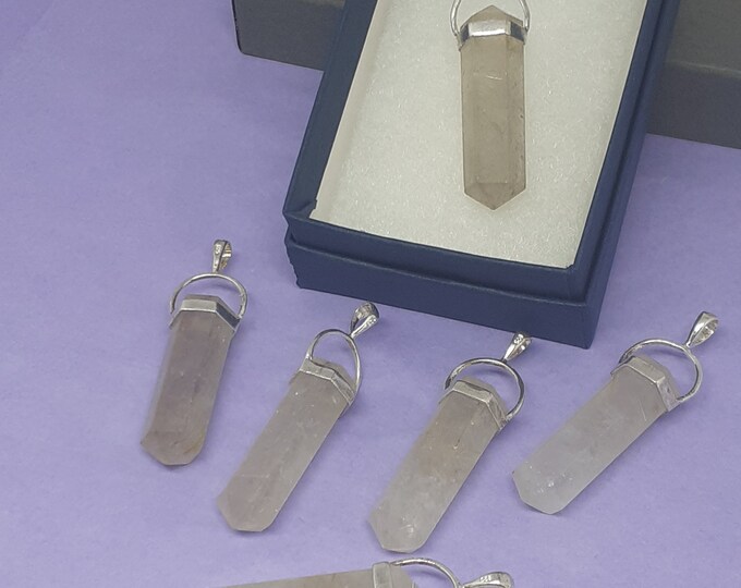 Rutilated Quartz DT Pendant -Sterling Silver 925 -concentration and memory, clears the aura, and balances the chakras -Gift Box