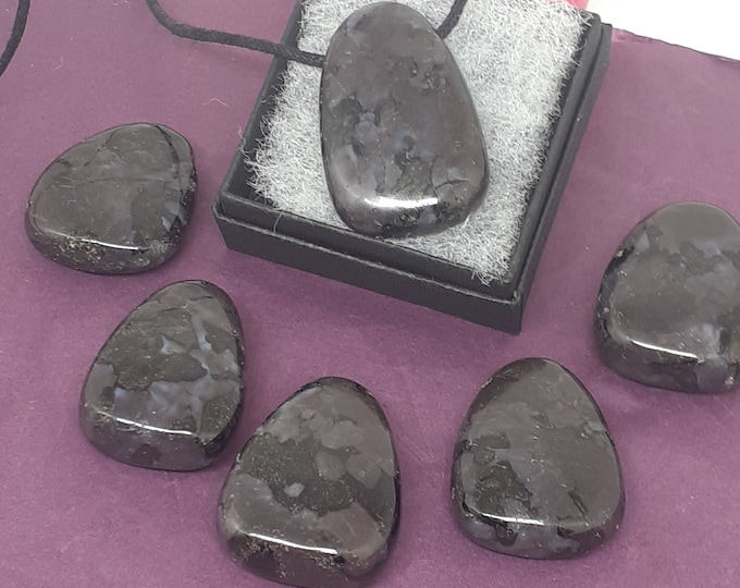 Gabbro Mystic Merlinite - Tumbled -Pendant- Black Cord -- Gift-Yourself- Friends-Family-Loved One-Gift Box