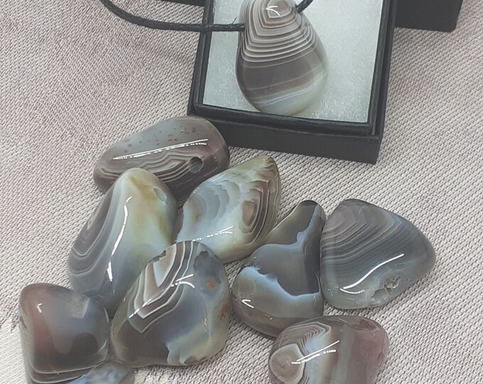 Botswana Agate  - Black Cord- Gift Box- Gift-Yourself- Friends-Family-Loved One-Gift Box