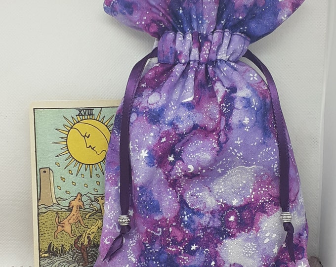 Deluxe Tarot cards pouch Bag, lined pouch, handmade - Beads- New Design- Glittery Fabric