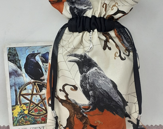 Deluxe Tarot cards pouch Bag, lined pouch, handmade - Charm-Tibetan Silver Beads- New Design