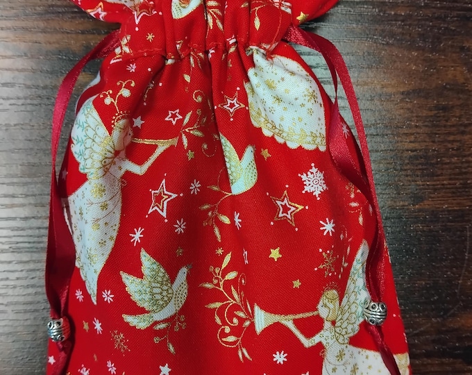 Deluxe Tarot cards pouch Bag, lined pouch, handmade- Charm-Tibetan Silver Beads- New Design