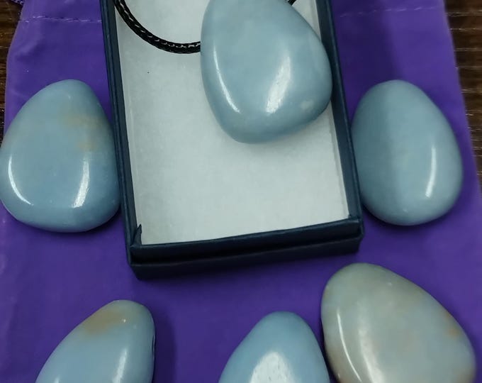 Angelite - Pendant- Black Cord - Gift-Yourself- Friends-Family-Loved One-Gift Box