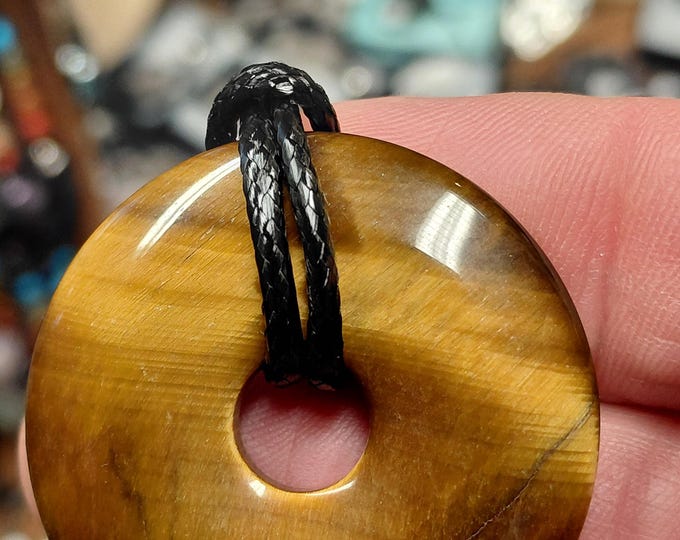 Tigers Eye AAA Grade-40 mm Pendant with Black Cord - Gift Box