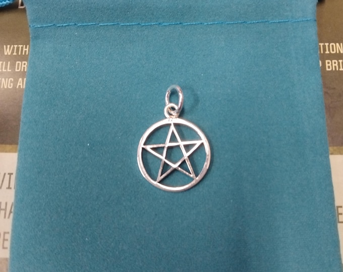 Pendant Sterling Silver 925 Small Pendant Pentagram "Goddess Collection"  20 mm-Gift-Yourself-Friends-Family-Loved One-Organza Bag