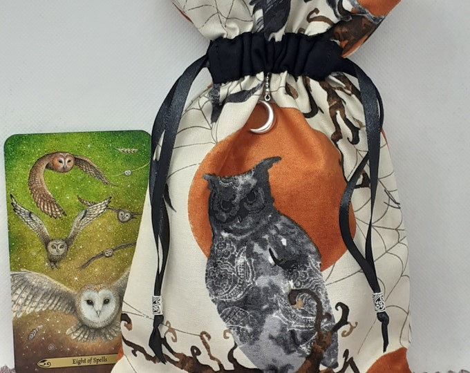 Deluxe Tarot cards pouch Bag, lined pouch, handmade - Charm-Tibetan Silver Beads- New Design