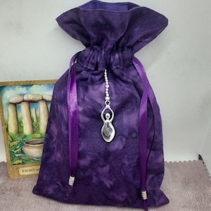 Bolsa de cartas de tarô Deluxe Bolsa, bolsa forrada, feita à mão -Purple-Goddess - Novo design