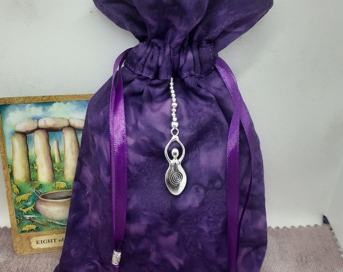 Deluxe Tarot cards pouch Bag, lined pouch, handmade -Purple-Goddess - New Design