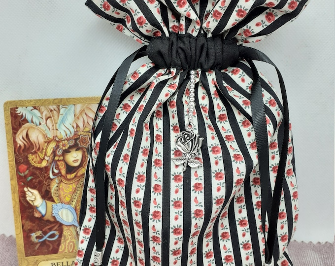 Deluxe Tarot cards pouch Bag, lined pouch, handmade -Rose- Beads- New Design